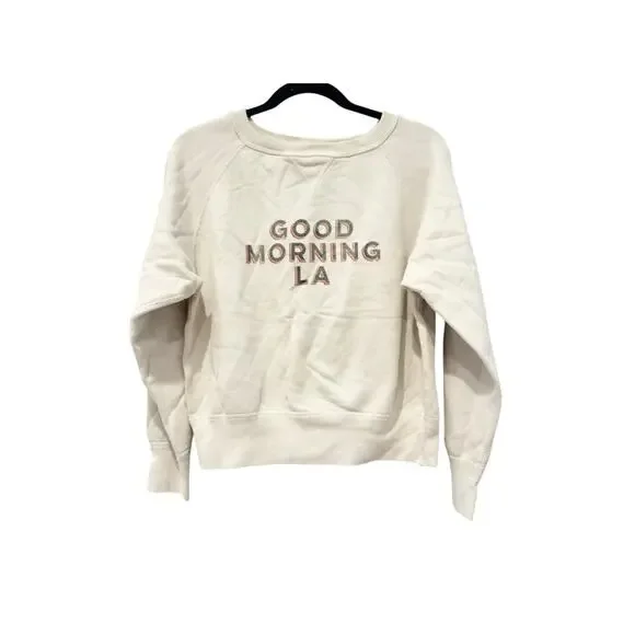Nili Lotan Good Morning LA Pullover Sweatshirts Long Sleeve Cream Size M NWOT - Picture 2 of 8